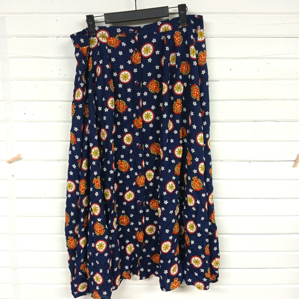 Vintage Pendleton Nautical Button Front Maxi Skir… - image 1